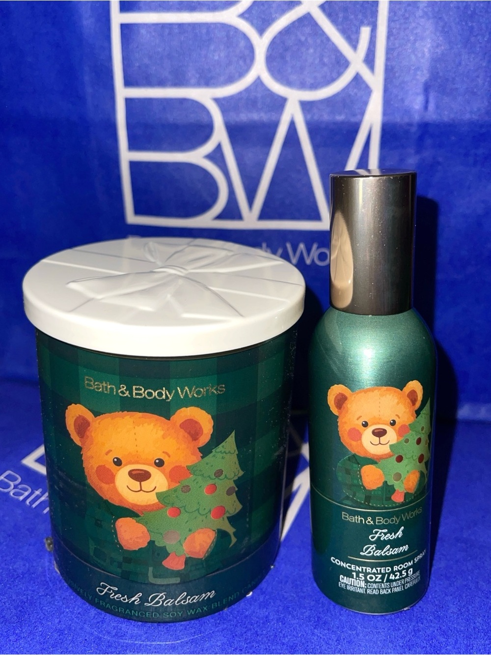 BATH & BODY WORKS FRESH BALSAM SINGLE WICK CANDLE & ROOM SPRAY SET